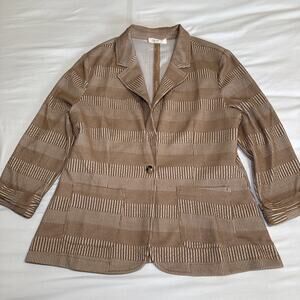 Doe & Rae Womens Large Knit Blazer Jacket 3/4 Cuff Sleeve Collared Stretch EUC